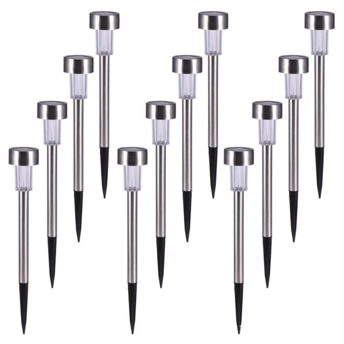12pack Stainless Steel Bright Led Solar Garden Light - Image 3