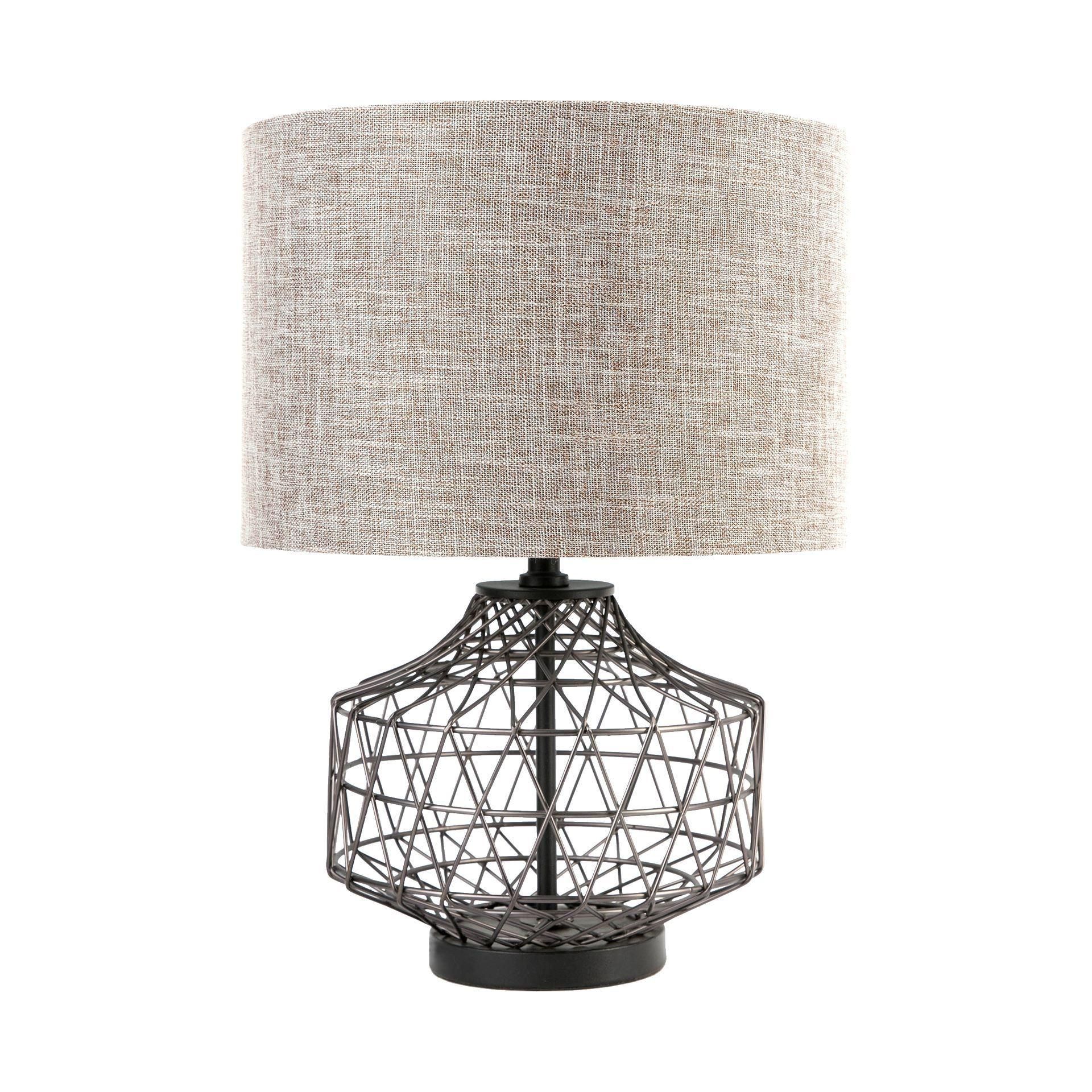 25391083_large.jpg Gray Metal Basket Design Table or Desk Lamp
