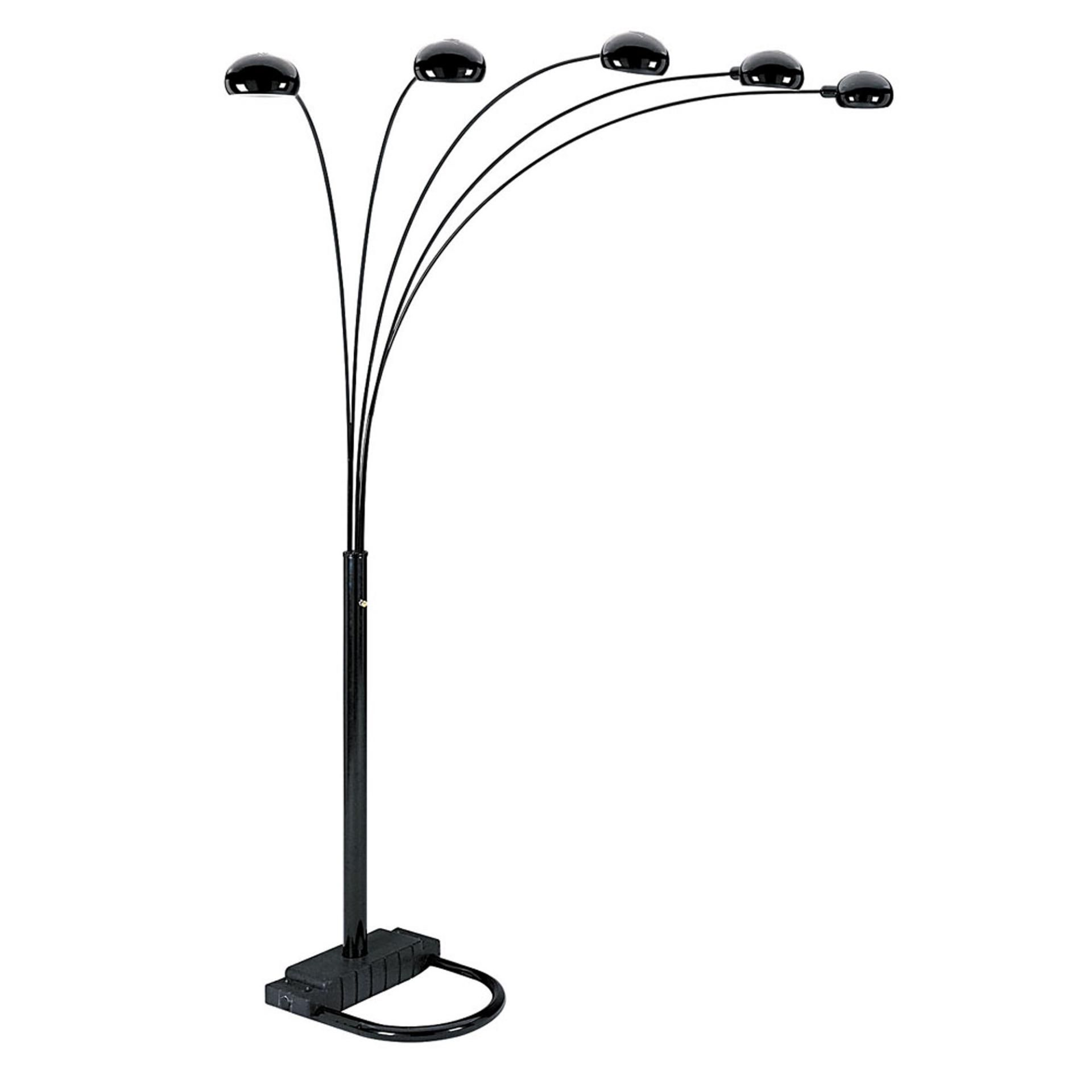 25391999_large.jpg 84" Black Five Light Arc Floor Lamp With Black Dome Shade - Image 1
