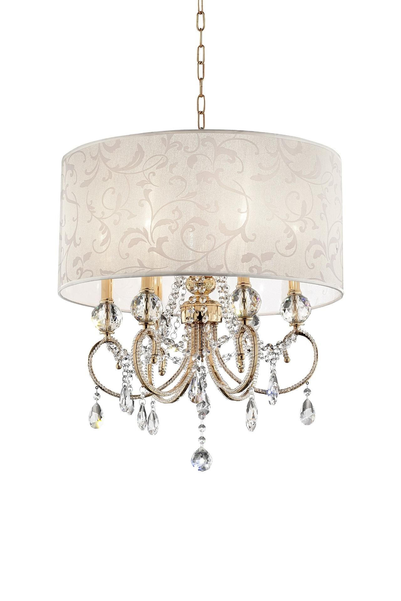 25394045_large.jpg Stunning Brass Gold Finish Ceiling Lamp with Crystal Accents