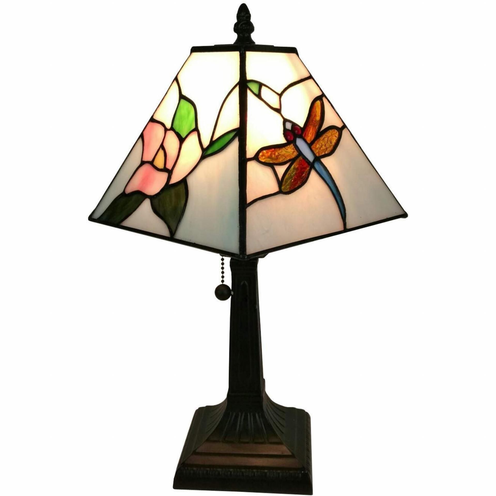 25399878_large.jpg 15" Tiffany Style Floral Dragonflies Table Lamp - Image 1