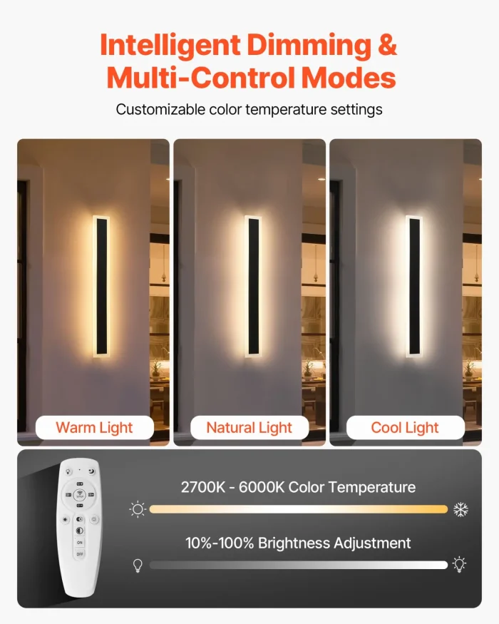 2-Pack 23.6" LED Outdoor Wall Light Strips